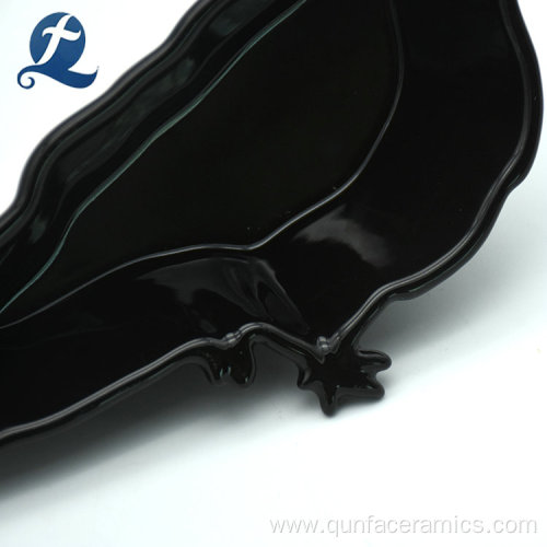 Black Color Raven Shape Ceramic Plate Dish